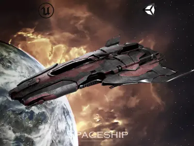 Spaceship Unitron Game Ready 4k Textures Low-poly 3D model