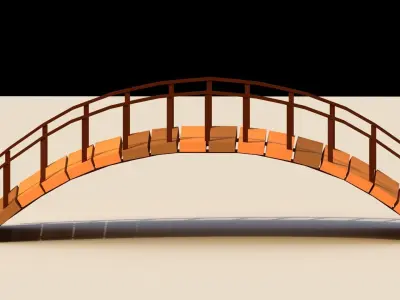 Low Poly Wooden Bridge Low-poly 3D model