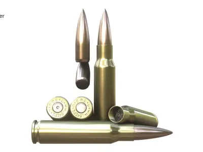 762x51mm NATO Cartridge Low-poly 3D model