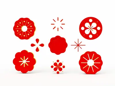 FLOWER DECORATION CHINESE NEW YEAR 01 3D model