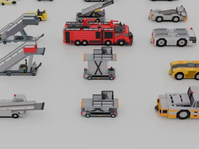 Airport Vehicle Pack Low-poly 3D model