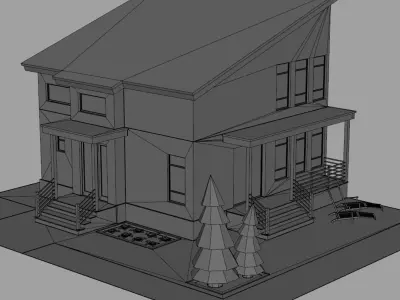 cartoon Low Poly House Low-poly 3D model