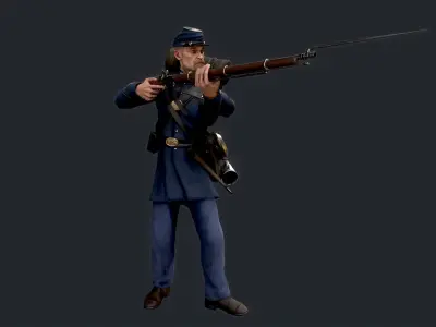 Soldier 1 A pose Low poly character redy for game Low-poly 3D model