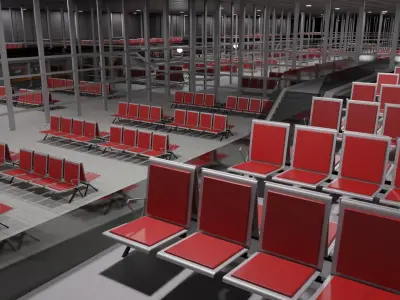 Airport Interior Low-poly 3D model