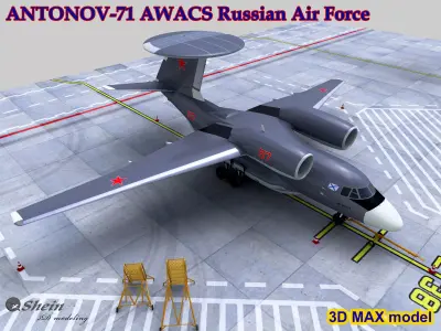 ANTONOV-71 AWACS Russian Air Force Low-poly 3D model