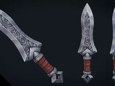 Stylized Fantasy Dagger - Game Ready Hand Painted Weapon Low-poly 3D model