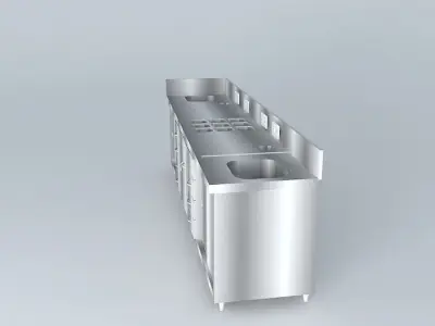 Kit234 Wall Desk in L by Alex Marques Free 3D model