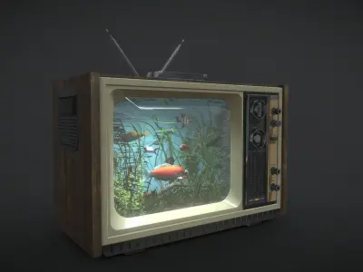 Old TV Aquarium Low-poly 3D model