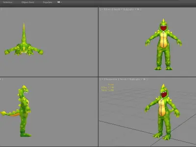 Cartoon green dragon costume - cosplay Low-poly 3D model