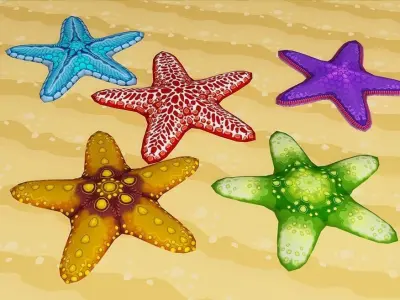 Cartoon Sea Animals Low-poly 3D model