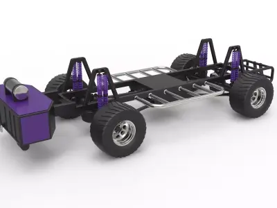 Pulling truck chassis 3D model
