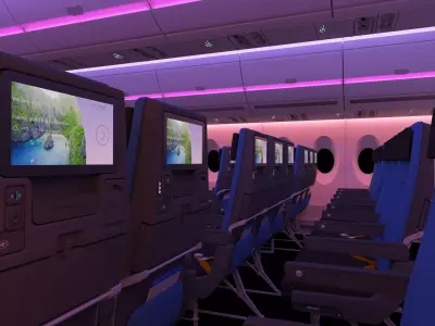 Airbus A350 cabin with RECARO seats 3D model