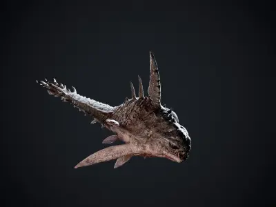 PBR Game Ready Horror Piranha Creature 3D Model Low-poly 3D model