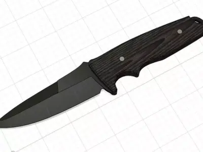 Hunter dagger knife for knife makers including PDF sheet 3D print model