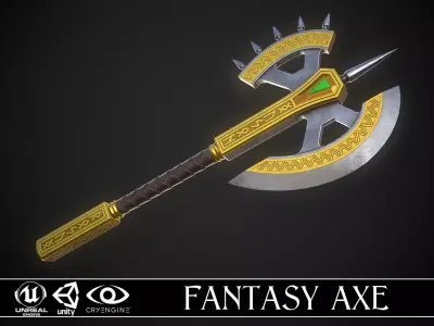 Fantasy Axe 04A Low-poly 3D model