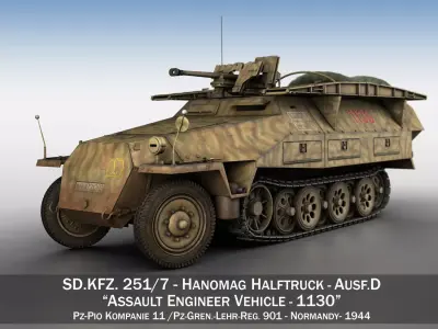 SDKFZ 251 - Ausf D - Assault-Engineer Vehicle - 1130 3D model