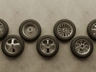 tires with different rim designs 3D model