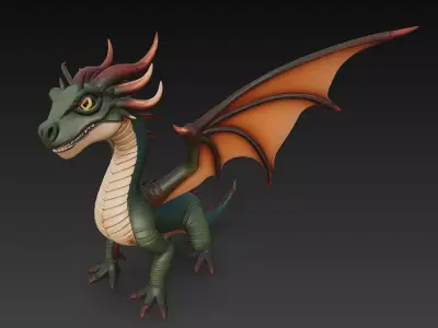 Dragon Realistic 3D Model Basic - Low Poly Realistic Low-poly 3D model