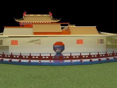 Chinese ancient courtyard house  3D model