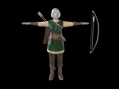 Low Poly Realistic outfit of Archer Women Low-poly 3D model