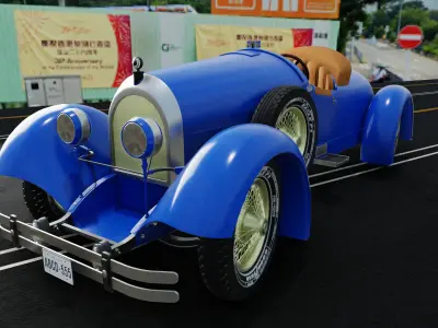 Stylized Classic Car Free Game Asset Free low-poly 3D model