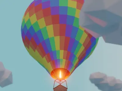 Low Poly Hot Air Balloon Low-poly 3D model