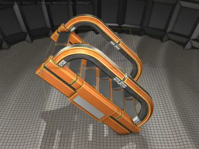 Sci-Fi Stairs - 11 - Orange Version Low-poly 3D model