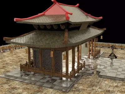 Chinese ancient house  Low-poly 3D model