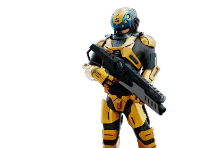 CYBORG SOLDIER RX-400 Rigged for Unreal Engine - Unity - MIXAMO 3D model