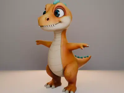 Tiny Rex Rigged Cartoon Dinosaur Low-poly 3D model