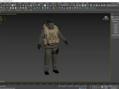 Female Military Winter Outfit  Low-poly 3D model