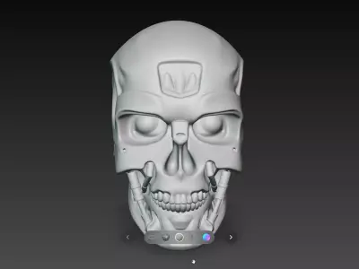 Battle Damaged Cyborg Skull Sci Fi Robot Sculpture STL V1 3D print model