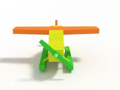 Low Poly Cartoon Hydroplane Toy Low-poly 3D model