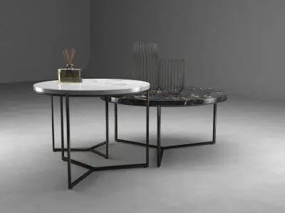 Salon table set  Free 3D model