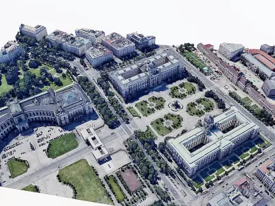 The Natural History Museum Vienna and Palace Low-poly 3D model