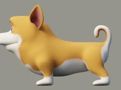 Cartoon Corgi Dog 3D model