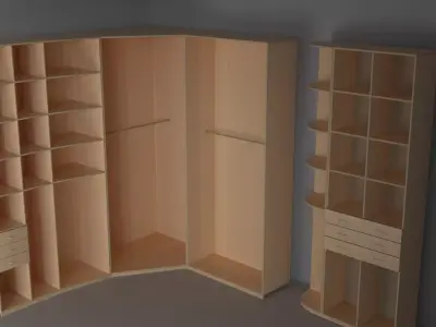 furniture closet with shelves and drawers Free 3D model