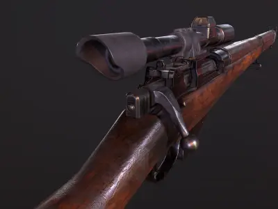 Lee Enfield WW2 Sniper Rifle PBR Low-poly 3D model