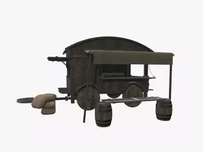 Medieval Carriage V15 Low-poly 3D model