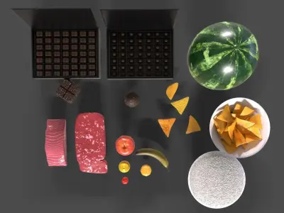 Vegetable Foods Meats and Others Collection Low-poly 3D model