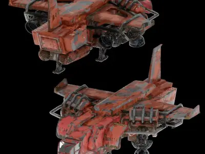 Old Rusty Sci-fi Aircraft 3D model