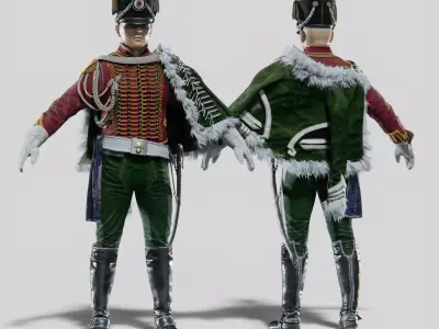 Soldier Napoleon High Rank Officer Rigged Low-poly 3D model