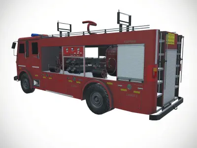 Fire Fighting Vehicle Low-poly 3D model