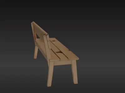 Bench Low-poly 3D model 12