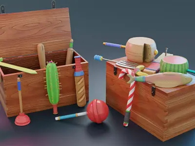 Ridiculous Weapons Pack Game Assets Low-poly 3D model