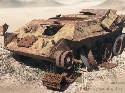 Tank T-34 Chassis Rusted 3D model