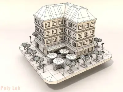 Cartoon City Rise Building Low Poly Free low-poly 3D model
