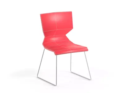 Modern Red Geometric Kids Chair - MorisonDesign 4K PBR Free low-poly 3D model