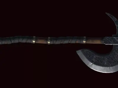 two-handed medieval axe 3D model