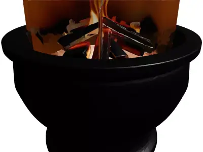 Modern Outdoor Fire Pit with Logs 3D model